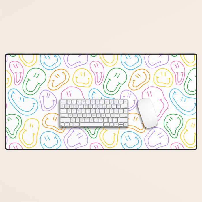 Colorful happy smiling face cartoon pattern Desk Mat Gallery Image 1