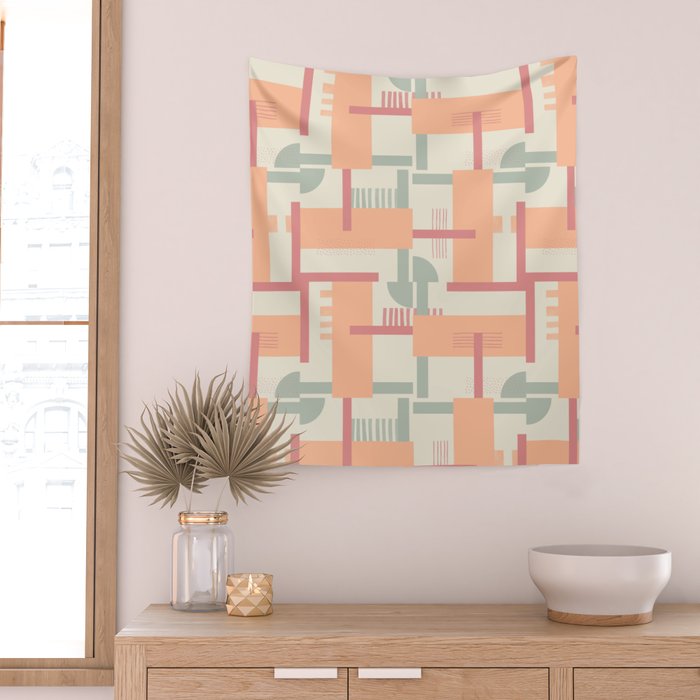Playful geometric stripes C Wall Tapestry Gallery Image 2