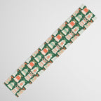 Folk Art Holiday Bells - Forest Green Table Runner Gallery Image 3