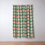 Folk Art Holiday Bells - Forest Green Window Curtain Gallery Image 3