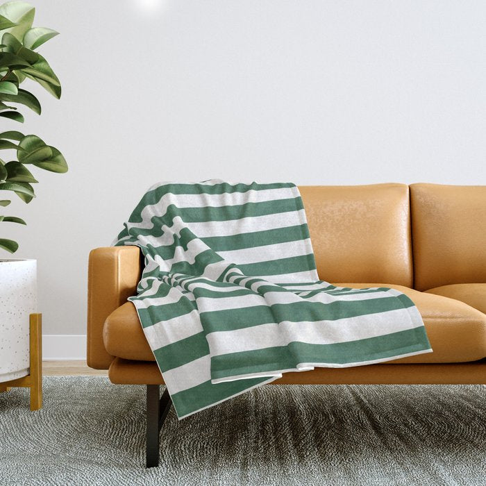 Green White Stripe - By The Seashore Throw Blanket Gallery Image 1