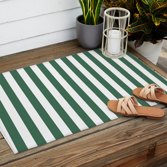 Green White Stripe - By The Seashore Outdoor Rug Gallery Image 2