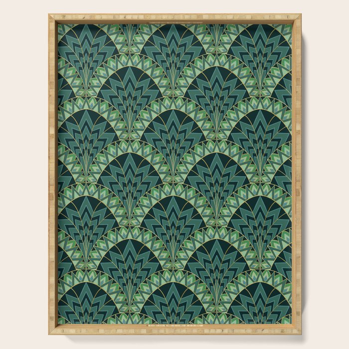 Green Art Deco Papyrus Serving Tray Gallery Image 1