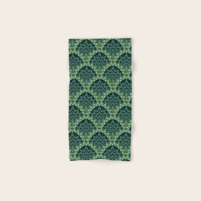 Green Art Deco Papyrus Bath Towel Gallery Image 1