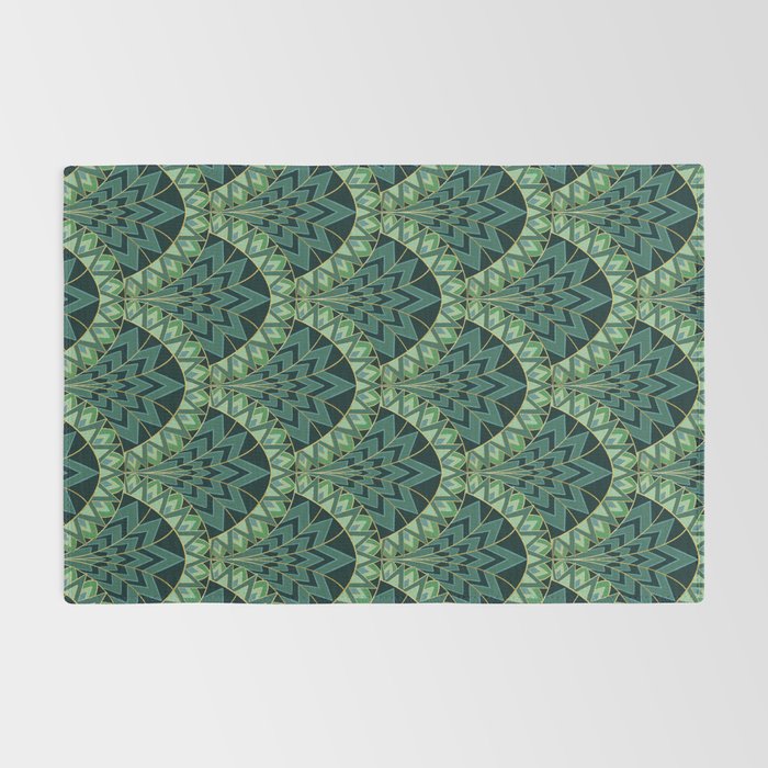 Green Art Deco Papyrus Rug Gallery Image 2