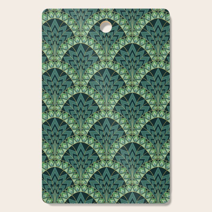 Green Art Deco Papyrus Cutting Board Gallery Image 1