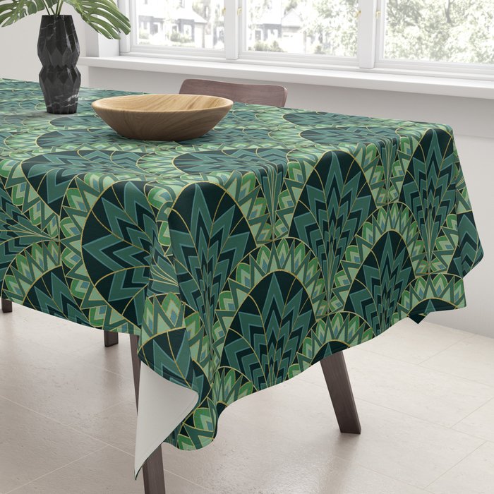 Green Art Deco Papyrus Tablecloth Gallery Image 3