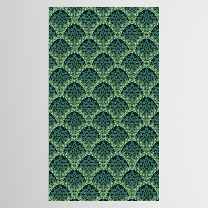 Green Art Deco Papyrus Tablecloth Gallery Image 2