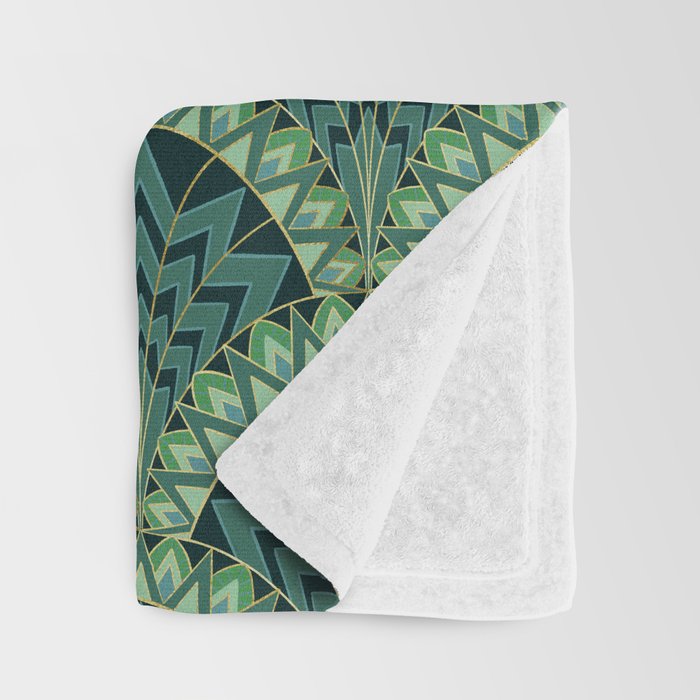 Green Art Deco Papyrus Throw Blanket Gallery Image 3