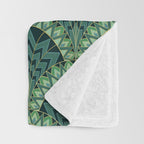 Green Art Deco Papyrus Throw Blanket Gallery Image 3