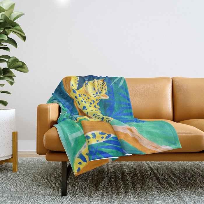 Leopard on Tree Throw Blanket Gallery Image 1