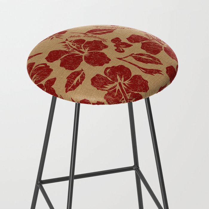 Mele Kalikimaka Vintage Pareau Hawaiian Hibiscus  Stool Gallery Image 2