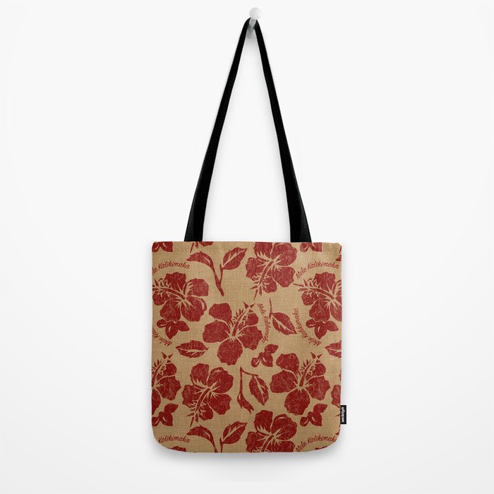 Mele Kalikimaka Vintage Pareau Hawaiian Hibiscus  Tote Bag Gallery Image 2
