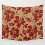 Mele Kalikimaka Vintage Pareau Hawaiian Hibiscus  Wall Tapestry Gallery Image 4