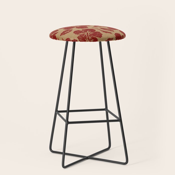 Mele Kalikimaka Vintage Pareau Hawaiian Hibiscus  Stool Gallery Image 1