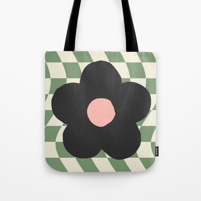 A Single Flower (Checked & Warped BG) Tote Bag Gallery Image 1