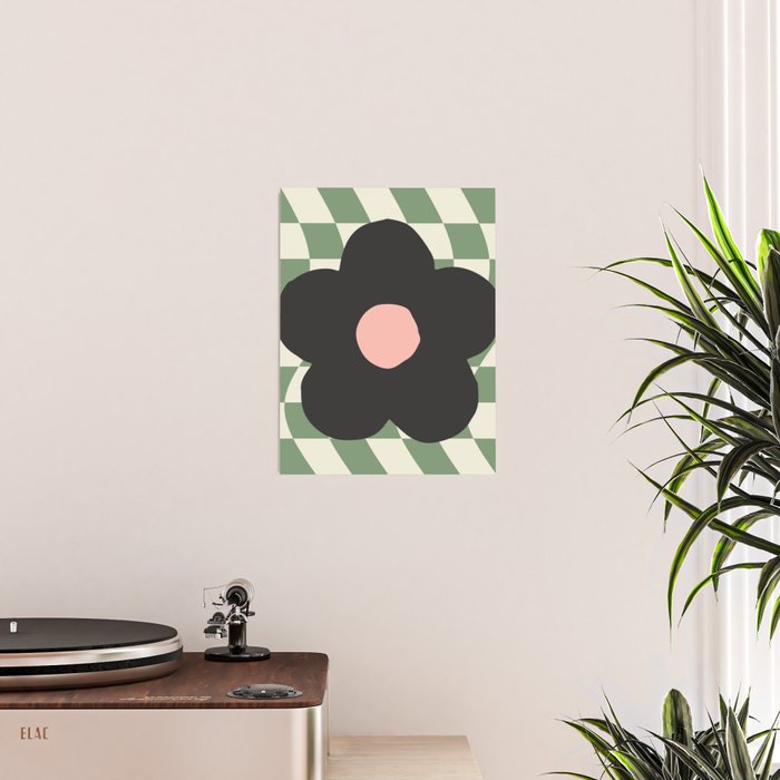 A Single Flower (Checked & Warped BG) Poster Gallery Image 2