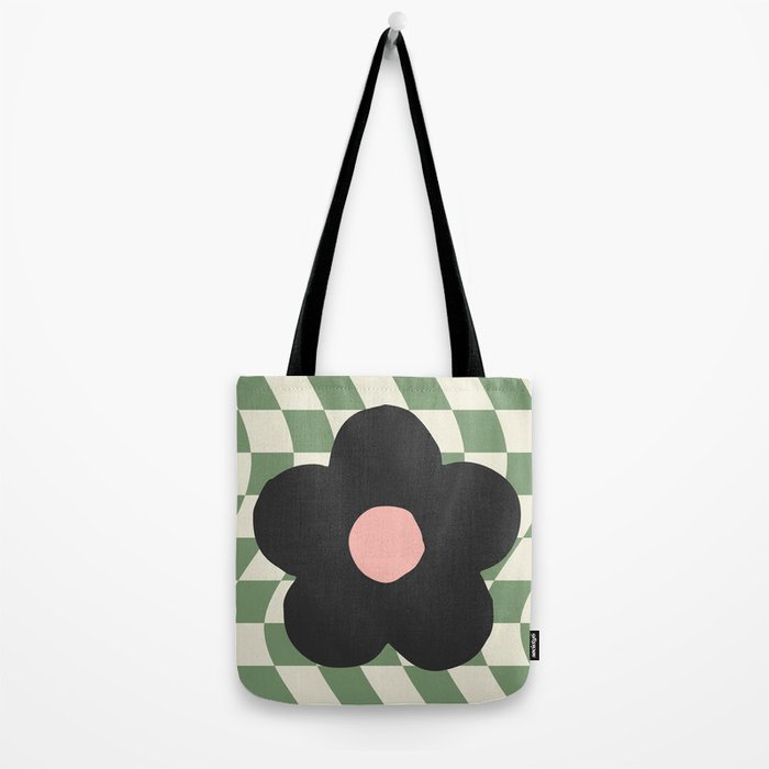 A Single Flower (Checked & Warped BG) Tote Bag Gallery Image 2