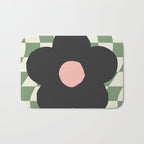 A Single Flower (Checked & Warped BG) Bath Mat Gallery Image 1