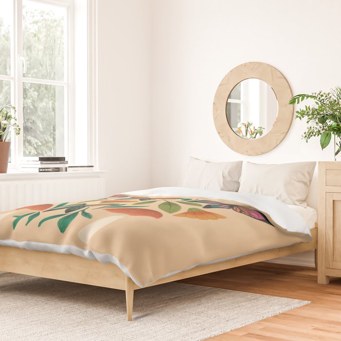 Rainbow Butterfly Garden with Mushrooms Duvet Cover Gallery Image 2