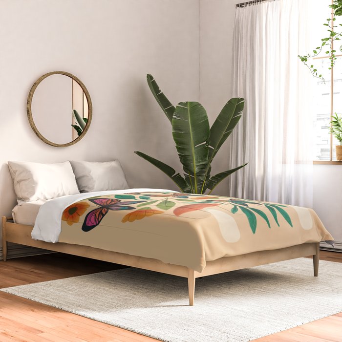 Rainbow Butterfly Garden with Mushrooms Comforter Gallery Image 2