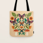 Rainbow Butterfly Garden with Mushrooms Tote Bag Gallery Image 1