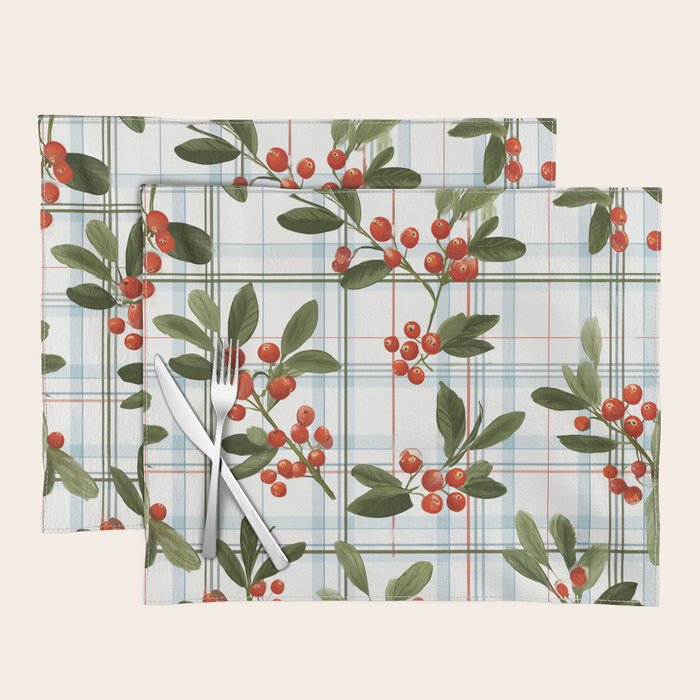 Festive Berries on Tartan Placemat Gallery Image 1
