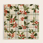 Festive Berries on Tartan Wood Wall Art Gallery Image 1