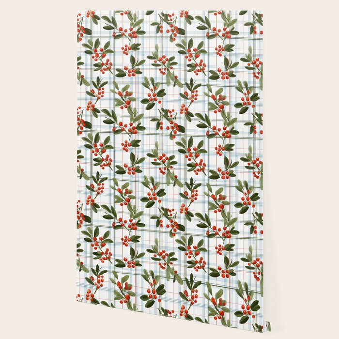 Festive Berries on Tartan Wallpaper Gallery Image 2