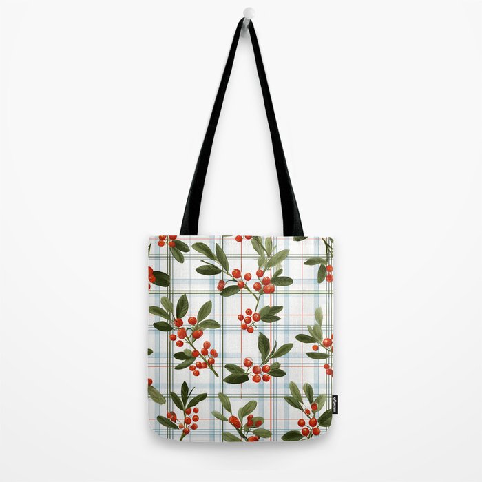 Festive Berries on Tartan Tote Bag Gallery Image 2