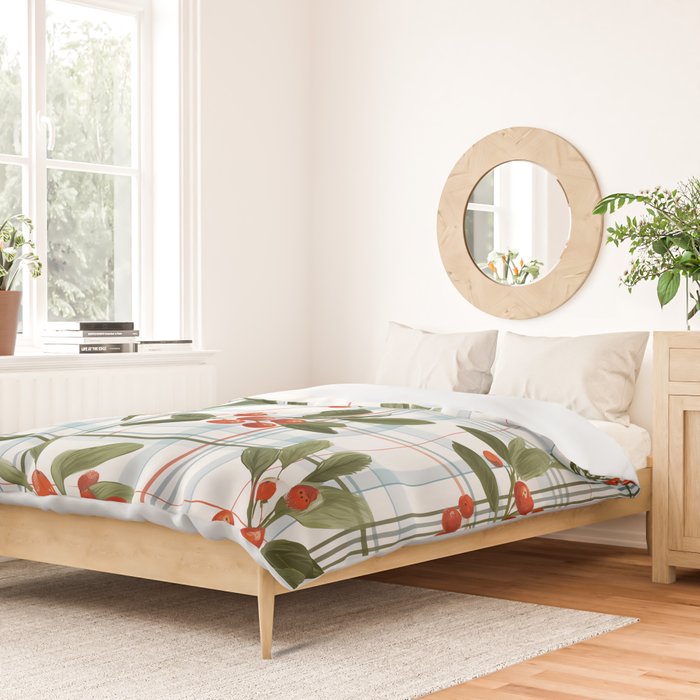 Festive Berries on Tartan Duvet Cover Gallery Image 2