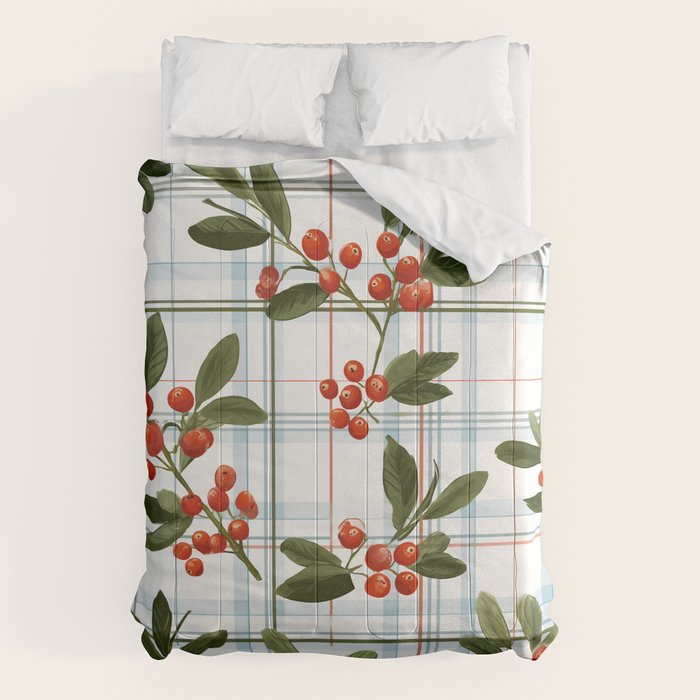 Festive Berries on Tartan Comforter Gallery Image 1