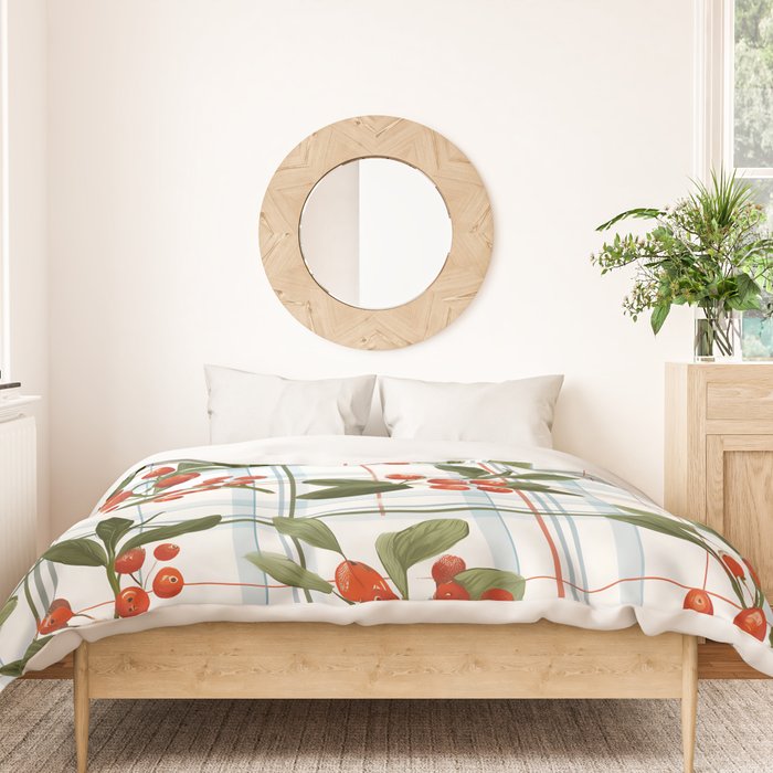Festive Berries on Tartan Duvet Cover Gallery Image 3