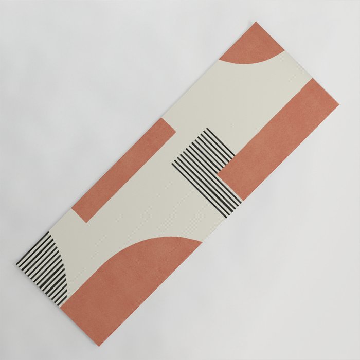 Abstract Lines Composition - Orange Brown Yoga Mat Gallery Image 1