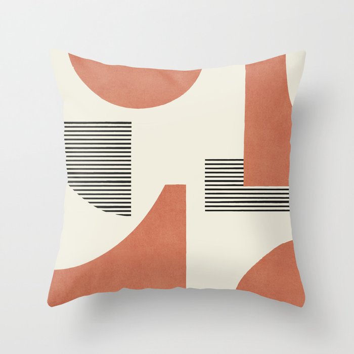Abstract Lines Composition - Orange Brown Throw Pillow Gallery Image 6