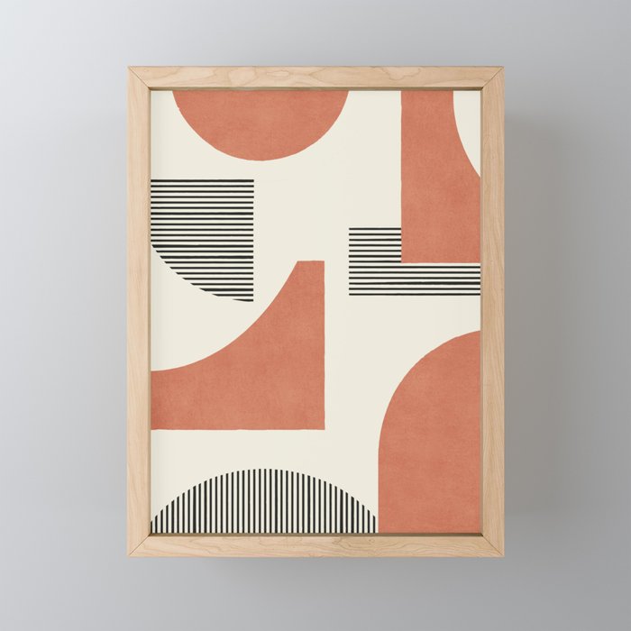 Abstract Lines Composition - Orange Brown Mini Art Print Gallery Image 1
