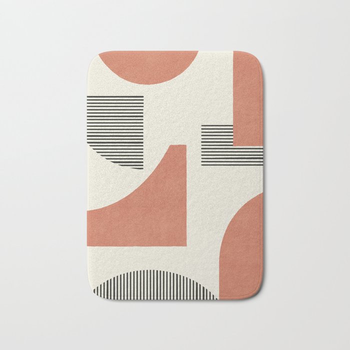 Abstract Lines Composition - Orange Brown Bath Mat Gallery Image 1