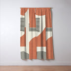 Abstract Lines Composition - Orange Brown Window Curtain Gallery Image 3