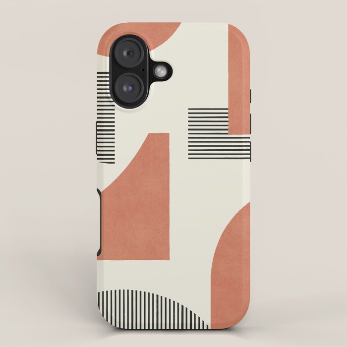 Abstract Lines Composition - Orange Brown iPhone Case Gallery Image 1