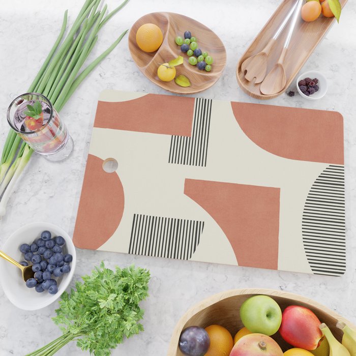 Abstract Lines Composition - Orange Brown Cutting Board Gallery Image 2