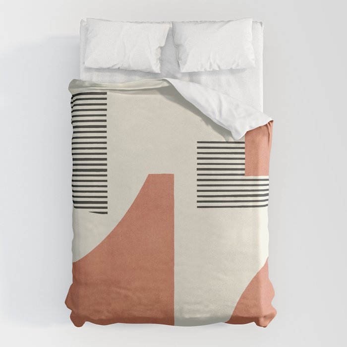 Abstract Lines Composition - Orange Brown Duvet Cover Gallery Image 1