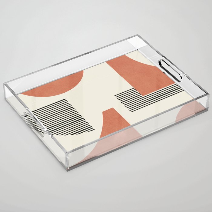 Abstract Lines Composition - Orange Brown Acrylic Tray Gallery Image 1
