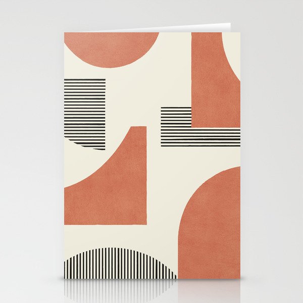 Abstract Lines Composition - Orange Brown Stationery Card Gallery Image 1