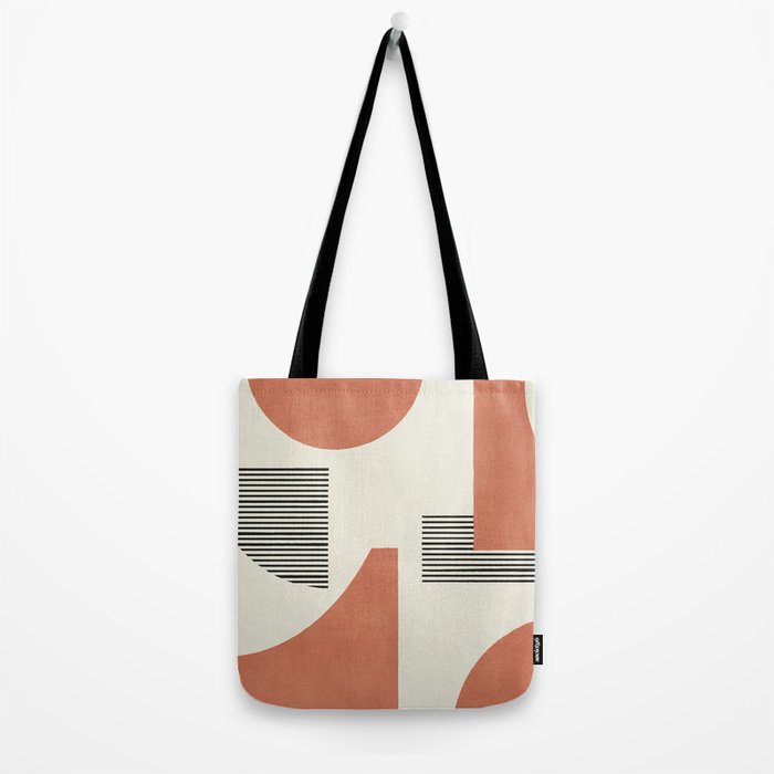 Abstract Lines Composition - Orange Brown Tote Bag Gallery Image 2