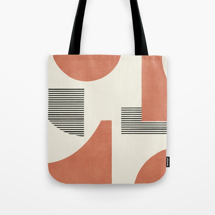 Abstract Lines Composition - Orange Brown Tote Bag Gallery Image 1