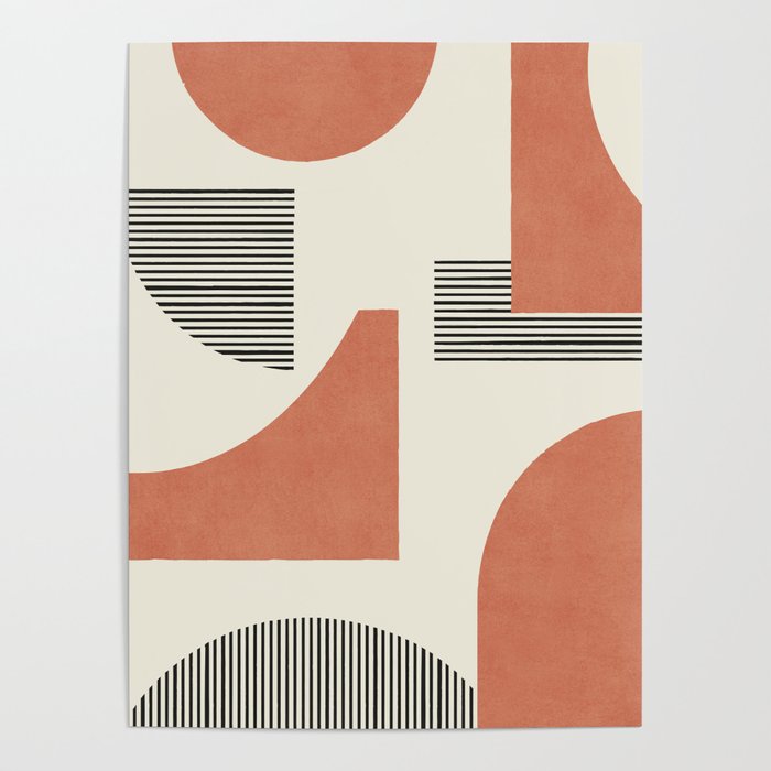 Abstract Lines Composition - Orange Brown Poster Gallery Image 4