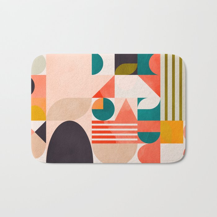 mid century geometry abstract shapes bauhaus 2 Bath Mat Gallery Image 1