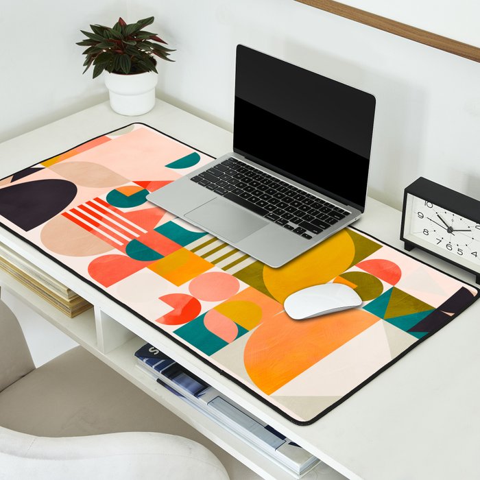 mid century geometry abstract shapes bauhaus 2 Desk Mat Gallery Image 2