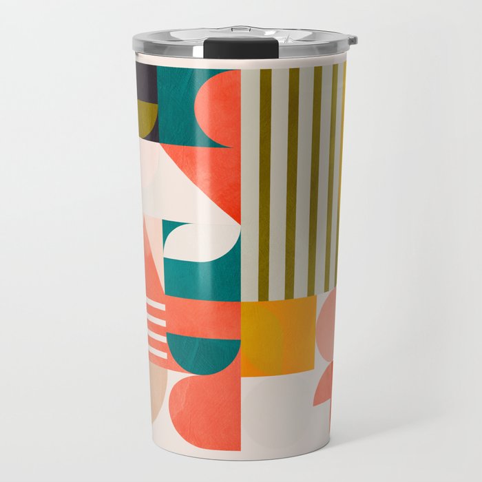 mid century geometry abstract shapes bauhaus 2 Travel Mug Gallery Image 1
