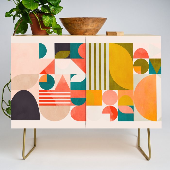 mid century geometry abstract shapes bauhaus 2 Credenza Gallery Image 1